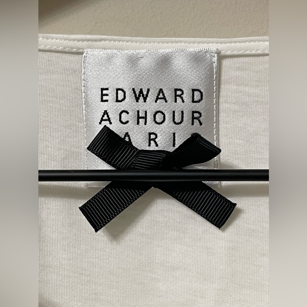 Edward Achour Paris Bow Sailor Style White High-Low Blouse Size 38 (Medium) - Picture 6 of 8